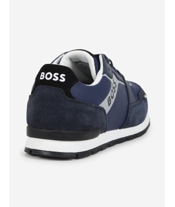 BOSS Boys Retro Runner Trainers in Blue Profitez des Offres !