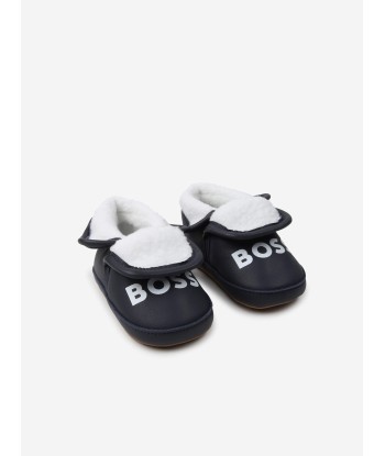 BOSS Baby Suede Pre-Walker Booties in Navy pas cher 