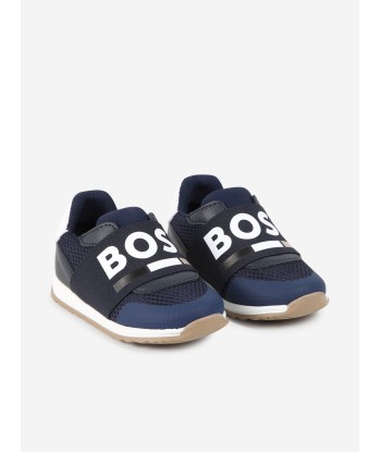 BOSS Boys Logo Trainers in Navy online