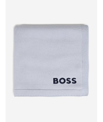 BOSS Baby Boys Embroidered Logo Blanket in Blue ou a consommer sur place