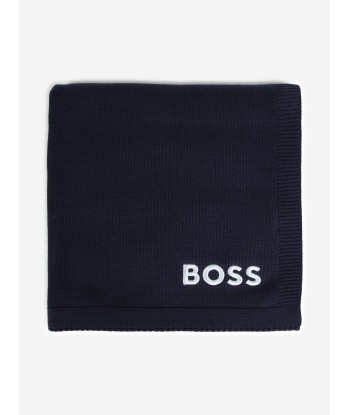 BOSS Baby Embroidered Logo Blanket in Navy de la marque