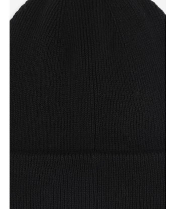 BOSS Boys Knitted Logo Beanie Hat in Black paiement sécurisé