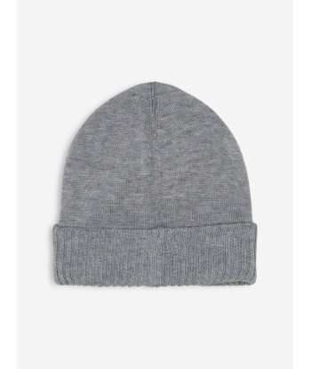 BOSS Boys Logo Badge Beanie Hat in Grey de technologie