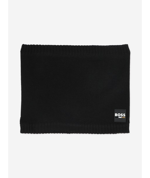 BOSS Boys Logo Snood in Black brillant des détails fins