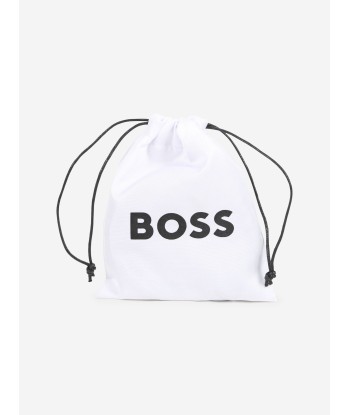 BOSS Boys Leather Logo Belt in Black outlet