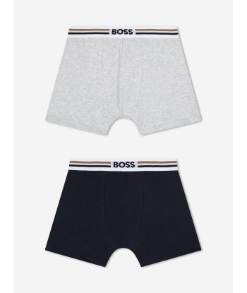 BOSS Boys Set Of 2 Boxer Shorts in Navy les muscles