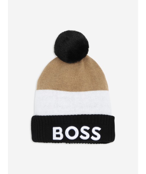 BOSS Boys Embroidered Logo Bobble Hat in Black Amélioration de cerveau avec