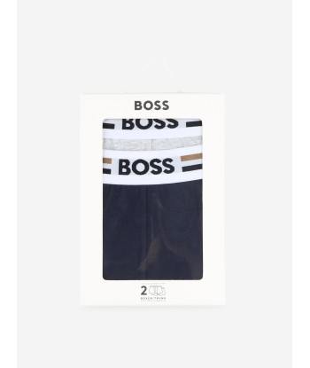 BOSS Boys Set Of 2 Boxer Shorts in Navy les muscles