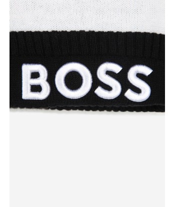 BOSS Boys Embroidered Logo Bobble Hat in Black Amélioration de cerveau avec