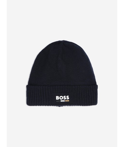 BOSS Boys Knitted Beanie Hat in Navy livraison et retour toujours gratuits