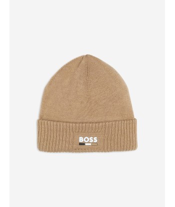 BOSS Boys Knitted Beanie Hat in Brown chez Cornerstreet bien 