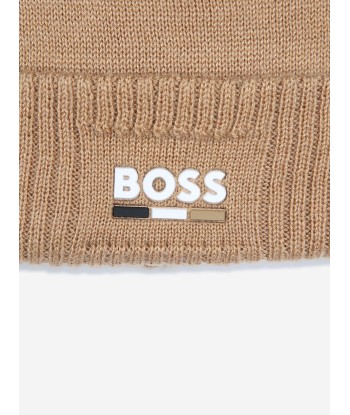 BOSS Boys Knitted Beanie Hat in Brown chez Cornerstreet bien 