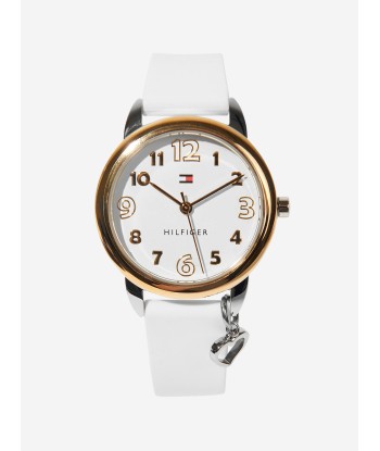 Tommy Hilfiger Girls Silicone Strap Watch in White 34mm (One Size) offre 