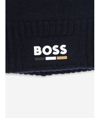 BOSS Boys Knitted Beanie Hat in Navy livraison et retour toujours gratuits