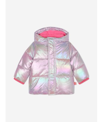 Billieblush Baby Girls Shiny Hooded Puffer Jacket in Purple vous aussi creer 