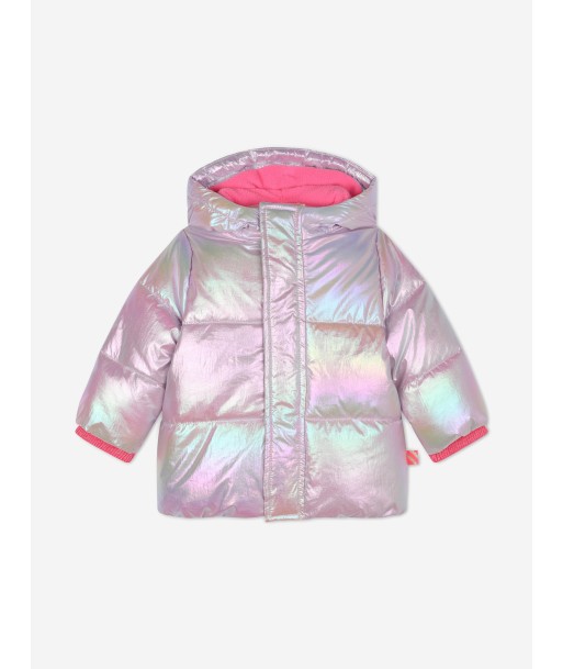 Billieblush Baby Girls Shiny Hooded Puffer Jacket in Purple vous aussi creer 