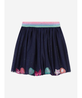 Billieblush Girls Glitter Mesh Skirt in Navy Venez acheter