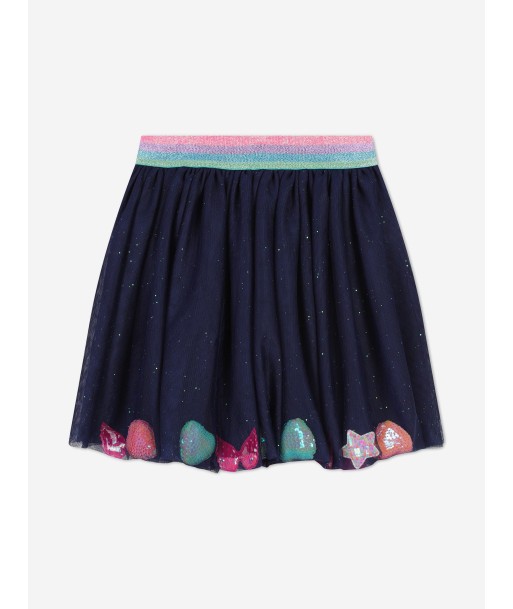 Billieblush Girls Glitter Mesh Skirt in Navy Venez acheter