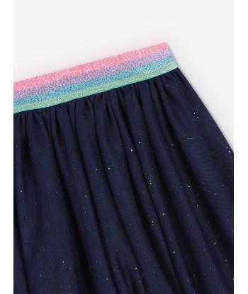 Billieblush Girls Glitter Mesh Skirt in Navy Venez acheter