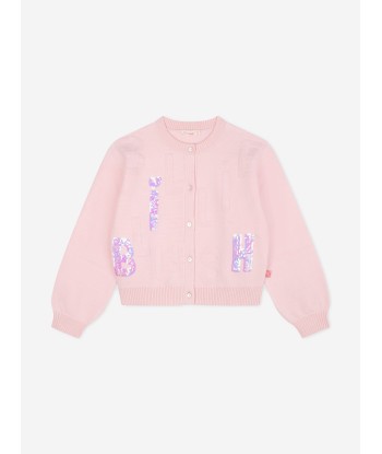 Billieblush Girls Knitted Logo Cardigan in Pink Venez acheter