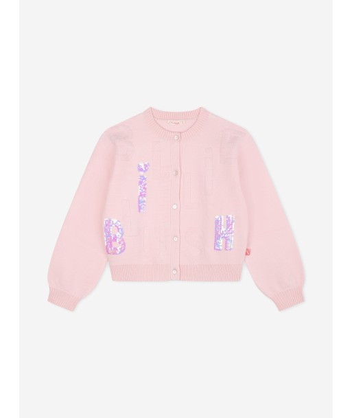 Billieblush Girls Knitted Logo Cardigan in Pink Venez acheter