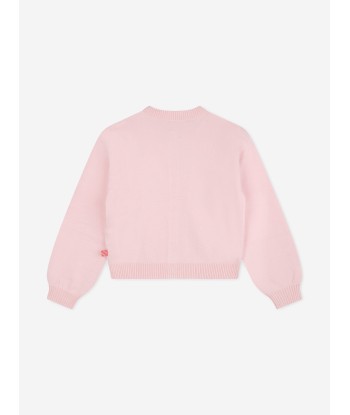 Billieblush Girls Knitted Logo Cardigan in Pink Venez acheter