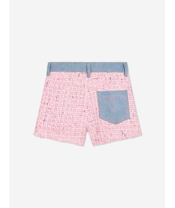 Billieblush Girls Denim And Tweed Shorts in Pink pas cher chine