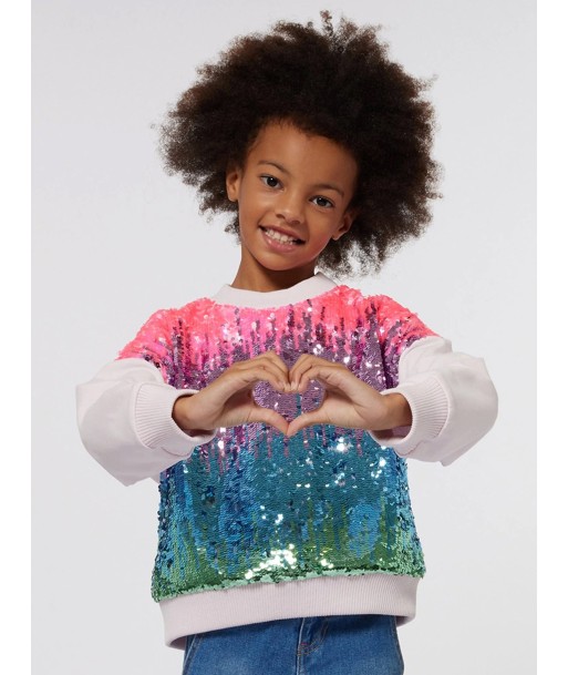 Billieblush Girls Sequin Sweatshirt in Pink Paris Déstockage Promo