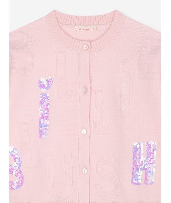 Billieblush Girls Knitted Logo Cardigan in Pink Venez acheter