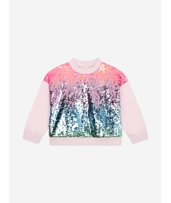 Billieblush Girls Sequin Sweatshirt in Pink Paris Déstockage Promo