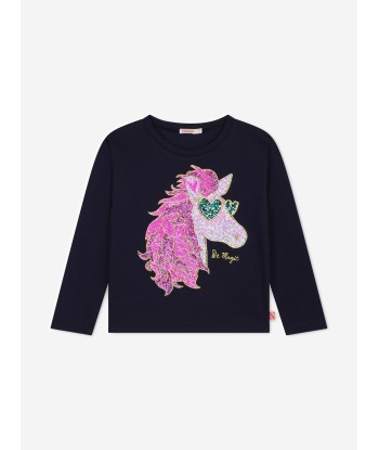 Billieblush Girls Long Sleeve Pegasus T-Shirt in Navy Véritable concentré