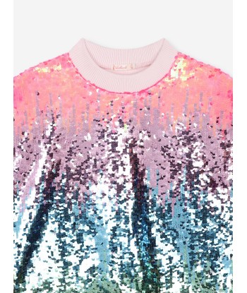 Billieblush Girls Sequin Sweatshirt in Pink Paris Déstockage Promo