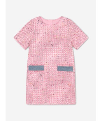 Billieblush Girls Tweed Dress in Pink brillant des détails fins