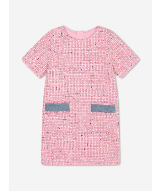 Billieblush Girls Tweed Dress in Pink brillant des détails fins