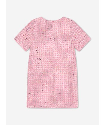 Billieblush Girls Tweed Dress in Pink brillant des détails fins