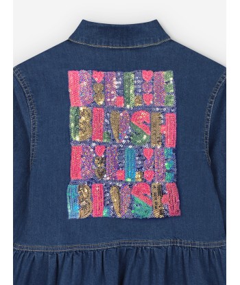 Billieblush Girls Denim Shirt Dress in Blue paiement sécurisé