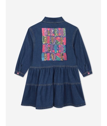 Billieblush Girls Denim Shirt Dress in Blue paiement sécurisé