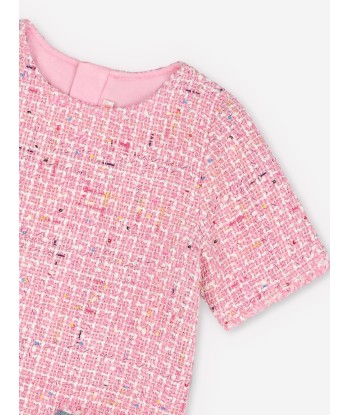 Billieblush Girls Tweed Dress in Pink brillant des détails fins