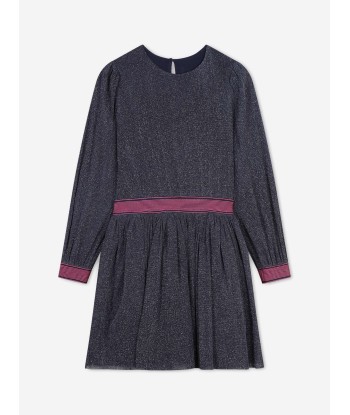 Billieblush Girls Glitter Mesh Dress in Navy de la marque