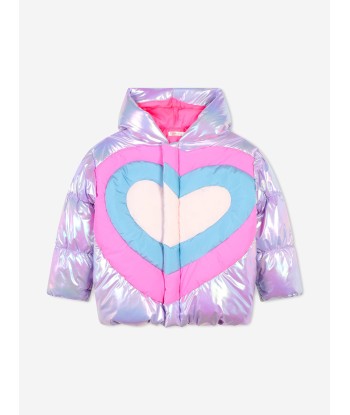 Billieblush Girls Heart Puffer Jacket in Purple la chaussure