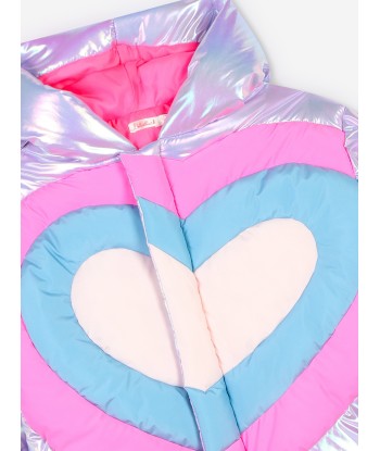 Billieblush Girls Heart Puffer Jacket in Purple la chaussure