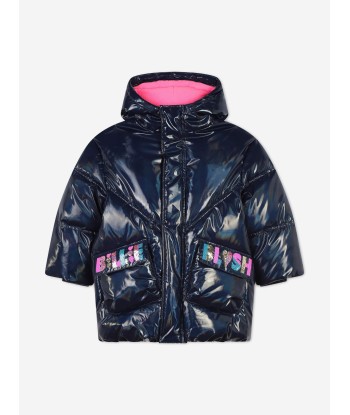 Billieblush Girls Padded Logo Jacket in Navy de France