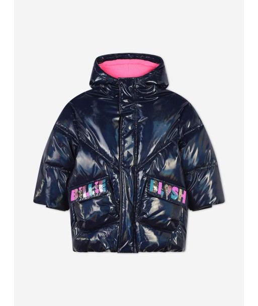 Billieblush Girls Padded Logo Jacket in Navy de France