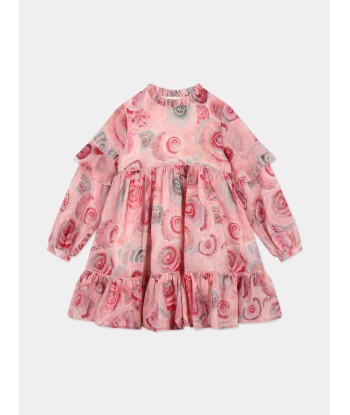 Chloé Girls Spiral Print Ceremony Dress in Pink chez Cornerstreet bien 