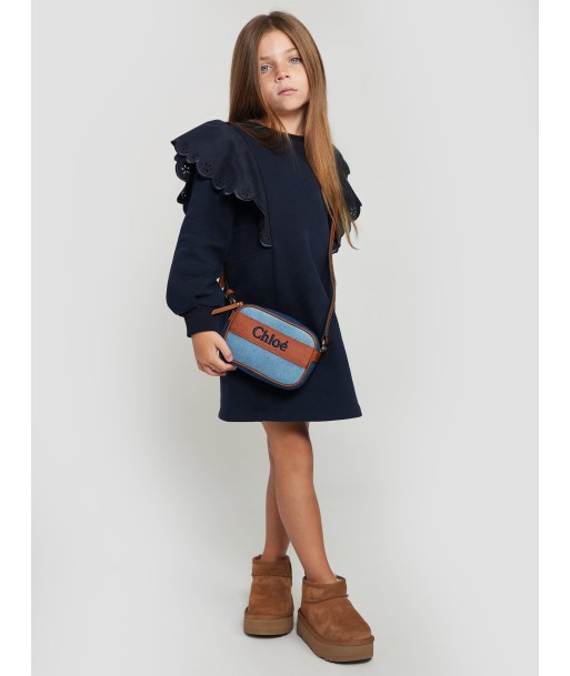 Chloé Girls Ruffle Sweater Dress in Navy de votre