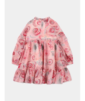 Chloé Girls Spiral Print Ceremony Dress in Pink chez Cornerstreet bien 