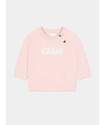 Chloé Baby Girls Logo Sweatshirt in Pink chez Cornerstreet bien 