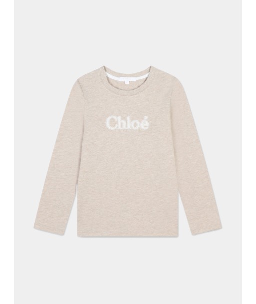 Chloé Girls Long Sleeve Logo T-Shirt in Beige Comment ça marche