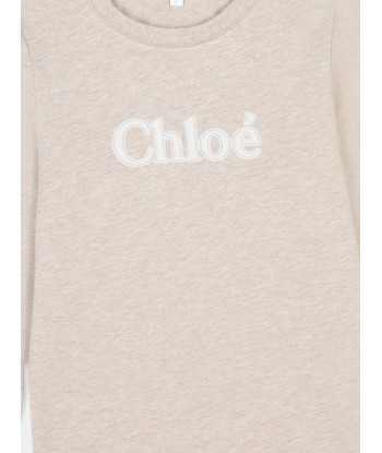 Chloé Girls Long Sleeve Logo T-Shirt in Beige Comment ça marche