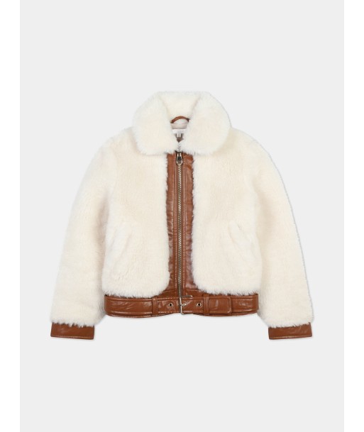 Chloé Girls Faux Shearling Jacket in Ivory de technologie